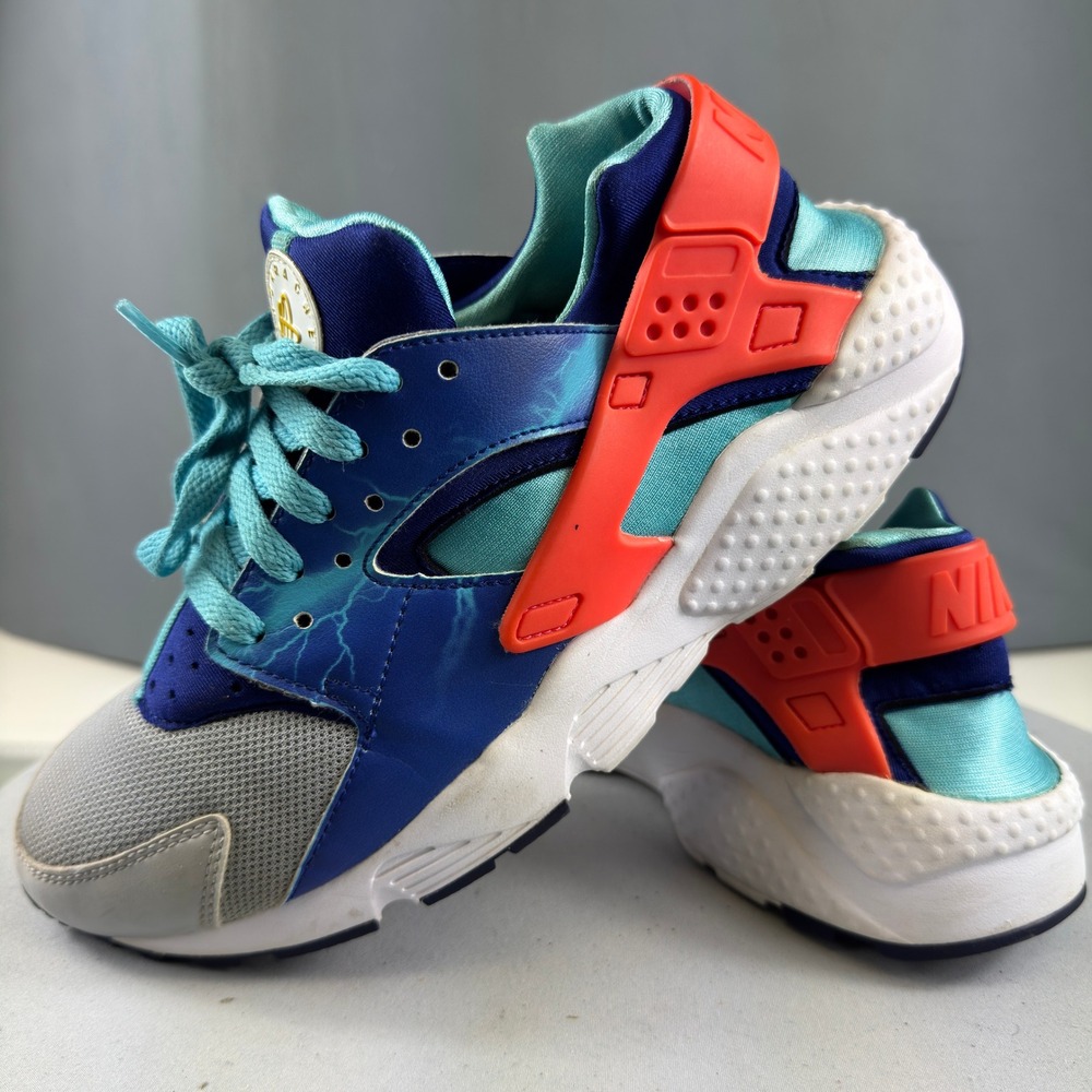 Nike Huarache Run Play Blue Lightning Kids Size 7Y Running Shoes 704944-008